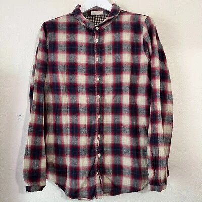 Camisa Top CP Shades Para Mujer Grande Con Botones A Cuadros Manga Larga Roja/Azul Informal Foto 1 de 4