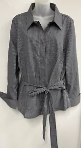 NWT LANE BRYANT Belted Shirt/Blouse size 24 Black/White check long sleeve - Picture 1 of 4