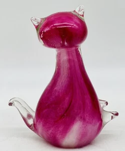 pink murano glass cat figurine paperweight unique rare - Picture 1 of 6