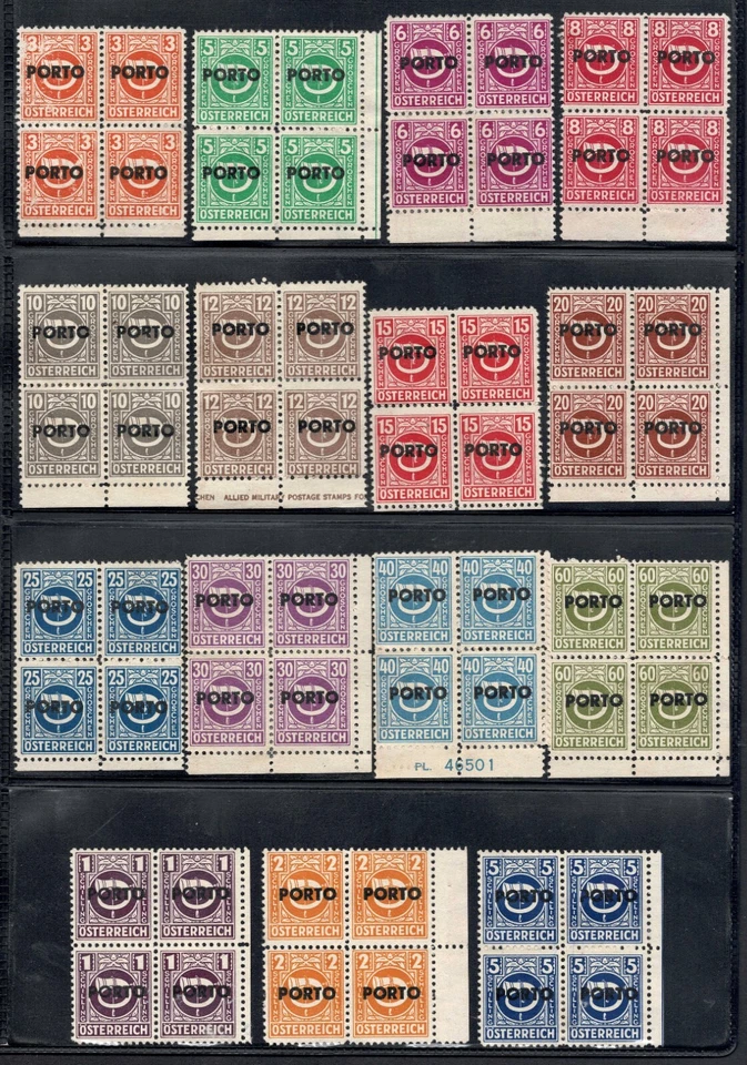 Austria complete set in Block 4, Issued by The Renner Government overprints 1946 - Image 1 of 2