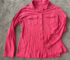 Pre-Owned Columbia Women's Coral L/S Button Front Knit Top Size Large L