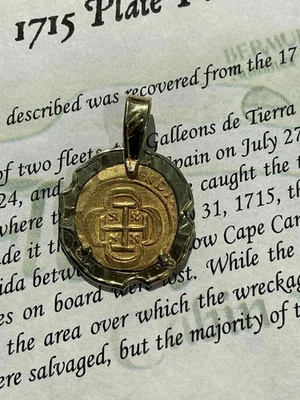 1714 México 2 Escudos - Flota 1715 - Colgante 18kt Foto 1 de 3
