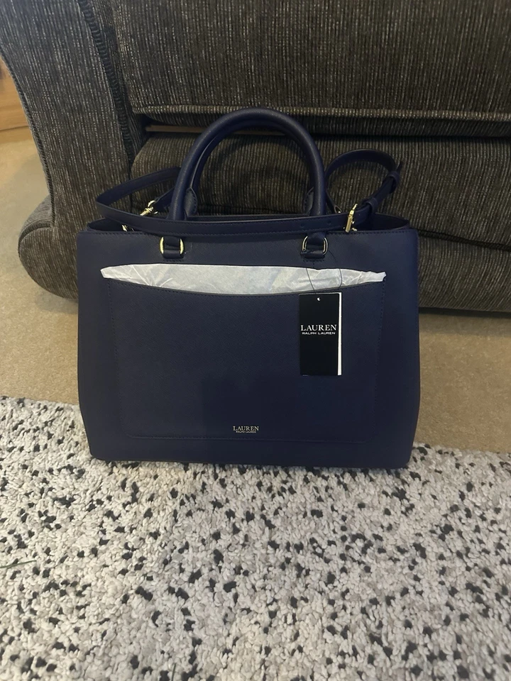 Lauren Ralph Lauren Exceptional Navy Hanna Satchel BNWT rrp £347 - Image 1 of 4
