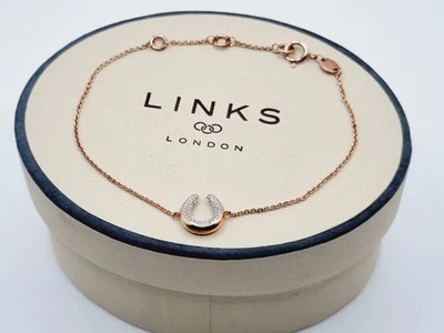 Links of London Diamond Horseshoe bracelet rose gold sterling silver new - Image 1 of 4