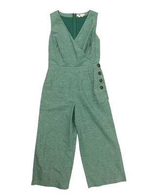 Mono BODEN Dorothea Talla 12 Verde Cambray Lino Sin Mangas Cuadrado Usado en Excelente Condición Foto 1 de 4