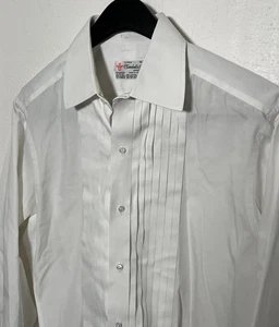 Turnbull & Asser Men's White Pleated Tuxedo Shirt Sz 15.5-34 Made in England - Picture 1 of 15