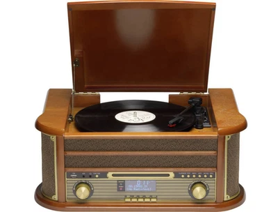 Retro Plattenspieler mit Lautsprecher CD Player Schallplattenspieler Musikanlage - Bild 1 von 3