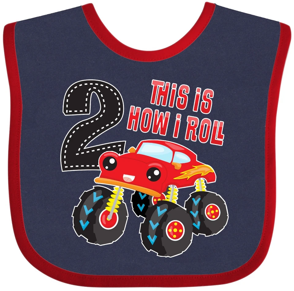Babero de bebé Inktastic Monster Truck How I Roll 2nd Birthday Racing This Big Off Foto 1 de 1