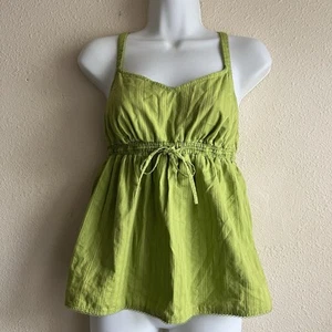 Vintage Y2K Gap Lime Green Babydoll Top Frilly Trim Feminine Fairy Coquette XS - Picture 1 of 5