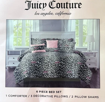 Juicy Couture Leopard Print 6pc QUEEN Bed Set Comforter Sheet Set 3Pillows+ F/S! - Image 1 of 4