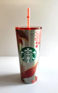 Starbucks 2019 Christmas Holiday Pinecones Leaves Pink Silver 24 Oz Tumbler - Picture 1 of 10