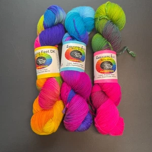 FROLICKING FEET HANDPAINTED YARN - 3 Skeins 480yds Superwash Merino NOS - Picture 1 of 10