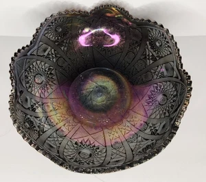 Vintage Imperial Carnival Glass 9.5" Bowl Dark Amethyst Purple Iridescent - Bild 1 von 11