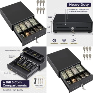 Cash Drawer 13" Register Electronic POS System Coins Bills Safe Organizer Tray - Picture 1 of 8
