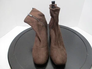 Donald Pliner Womens Boots 11M Brown Leather Suede Zips Mid Calf 3 in Heel Catti - Picture 1 of 11