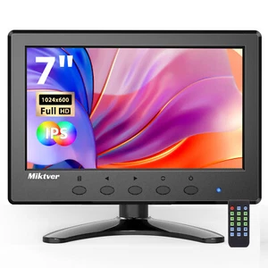 7inch Monitor Portable Small HDMI Display Screen,1024x600 IPS w/ Remote Control - Picture 1 of 7