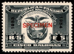 ✔️ PANAMA 1953/1954 - FISCAL REVENUE PUNCH & SPECIMEN MNH [07D] - Picture 1 of 1