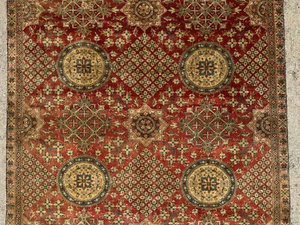 5x10 RED ANTIQUE ORIENTAL RUG HAND-KNOTTED WOOL handmade VINTAGE worn old real - Picture 1 of 20