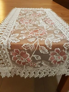 2PCS * Rectangle 40*90cm Embroidered T/Runners(White/RosePink) - Picture 1 of 3