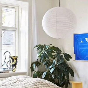 1xRound Lamp Paper Shade Pendant Ceiling Light Cover Chandelier Shade Decoration - Picture 1 of 11