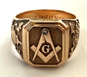 Estampada T.L. Anillo Masónico Para Hombre Detallado Oro Amarillo Sólido 14K Dragón Talla 8.75 - Imagen 1 de 12
