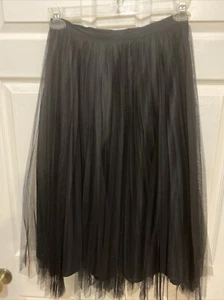 Falda de Noche Adrianna Papell Para Mujer 6 Negra Plisada Tul Superposición Elegante - Imagen 1 de 6