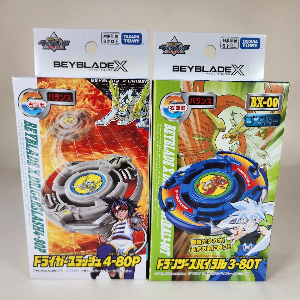 Takara Tomy Driger Slash 4-80P y DRANZER SPIRAL 3-80T Beyblade X BX-00 2024 Foto 1 de 4