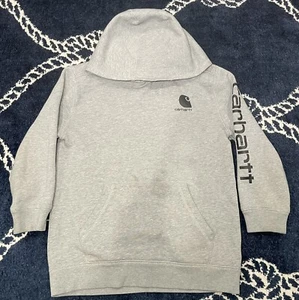 Carhartt Kids Hoodie Pullover Sweatshirt Youth Size M Gray Logo Unisex - Picture 1 of 8