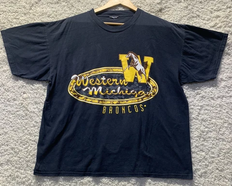 Western Michigan Broncos Blue Short Sleeve Shirt See Measurements In Photo Cover