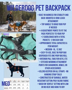 ZAINO CANE Wilderdog outdoor TEAL escursionismo utility pack borsa trattamento cacca nuovo con etichette - Foto 1 di 13