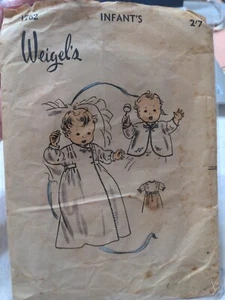 vintage weigels sewing pattern- Infant Gown And Matinee Jacket circa 1940's - Picture 1 of 2