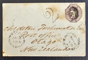 1855 Great Britain Cover 6p stamp sent to Otago, NZ with cds - Picture 1 of 2