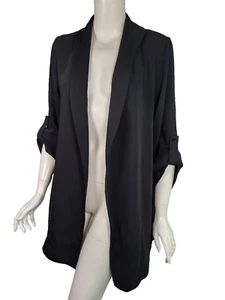 Chaqueta Blazer BABATON ARITZIA Negra Crepé Frente Abierto Manga Reunida Talla M - Imagen 1 de 5