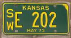Kansas 1973 Seward County License Plate Sw E 202