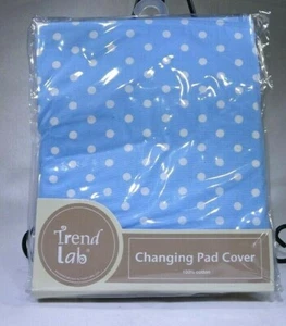 Baby Changing Pad Cover Blue with White Dots Fits Standard 16" x 32" TF - Picture 1 of 4