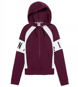 VS VICTORIAS SECRET PINK PERFECT FULL-ZIP HOODIE SWEATER JACKET TOP ORCHID L - Picture 1 of 2