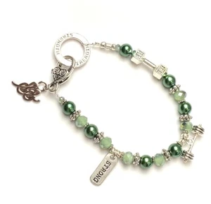 Emerald Empire 9 3/8 in weightlifting themed Jewelry Charm Bracelet Strength - Picture 1 of 2