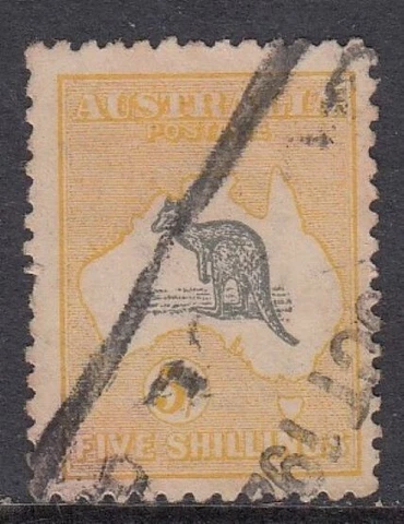 1918 5/- KANGAROO 3rd watermark, Used Cover