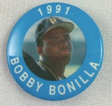 MLB 1991 MLBPA Photo Button Pin - Pittsburgh Pirates - Bobby Bonilla