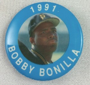 MLB 1991 MLBPA Photo Button Pin - Pittsburgh Pirates - Bobby Bonilla