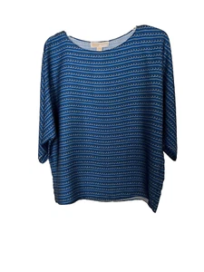 MICHAEL Michael Kors Misses Sz M Dolman Sleeve Blue Chain Print Polyester Top - Picture 1 of 7