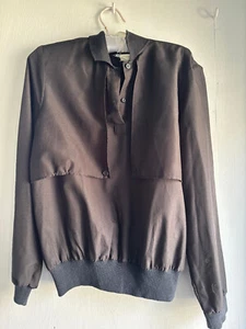 Vintage 80s Black Jessica Michelle Trench Breasted Collared Blouse Goth - Picture 1 of 9