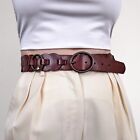 Fossil Leather Boho Festival Belt Size M Mahogany Brown Maroon Link Chain