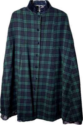 Rare Vtg Pleasant Company Wool Tartan Cape Cloak Adult Lined Made UK 80s 90s - Image 1 of 4