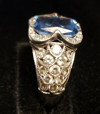 Anillo Tacori IV Topacio Azul Plata de Ley 925 Circonita Talla 7 Foto 1 de 4