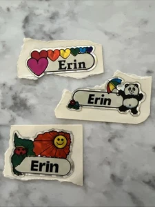 Vintage Prismatic Erin Name Stickers Decal Specialties Hearts Rainbows & Bear - Picture 1 of 5