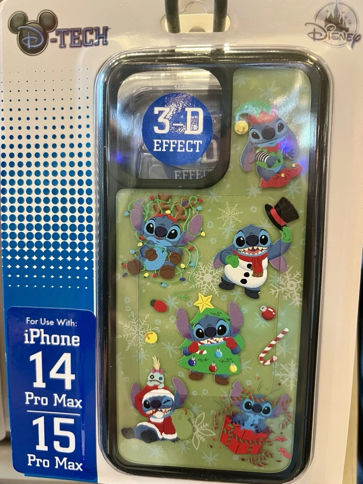 Estuche Disney Park 2025 Holiday Christmas Stitch Santa Elf iPHONE 14/15 Pro Max Foto 1 de 1