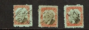 1871-2 U.S.THIRD Issue 2c Org &Blk Washington Silk Lot of Sc#R135 Bluish Paper - Picture 1 of 1