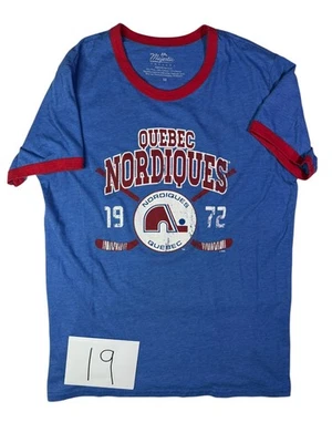 Majestic Threads Quebec Nordiques Ice Hockey Team Shirt Mens Medium Blue Red - Image 1 of 4