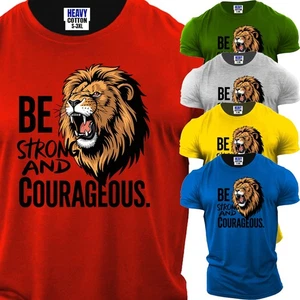 Men's Angry Lion Strong Gym Workout Short Sleeve T-Shirt USA Graphic Gift Tee - Picture 1 of 12